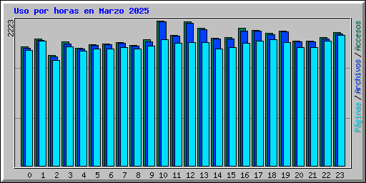 Uso por horas en Marzo 2025